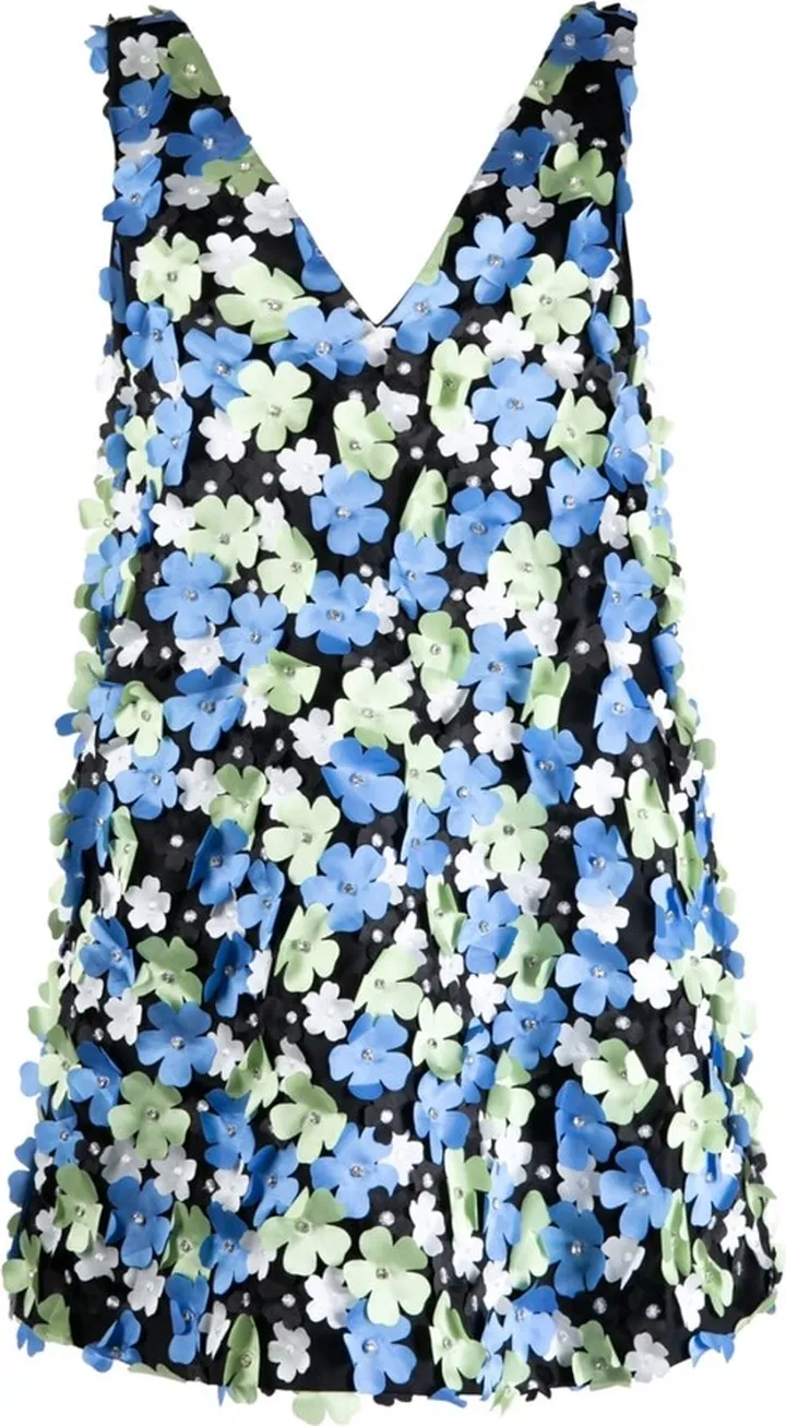 Elena floral-appliqué minidress