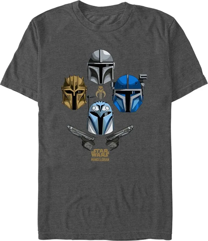 Men's Star Wars: The Mandalorian Team Helmets T-Shirt - Charcoal Heather - 3X Large
