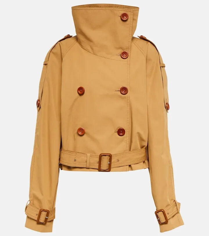 Cotton gabardine cropped trench coat