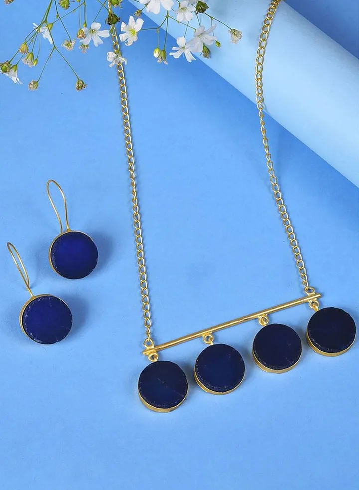 Gold Plated Designer Stone Chain and Earrings Set