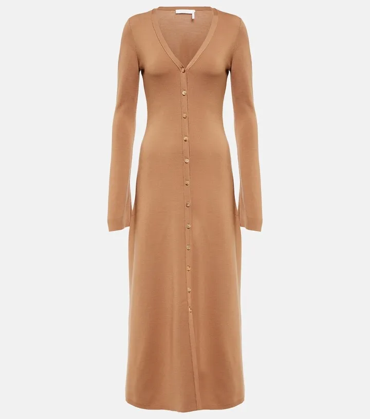 Button-down wool maxi dress