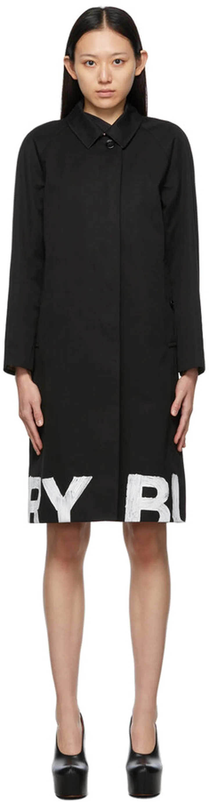 Burberry Black Monogram Camden Car Coat
