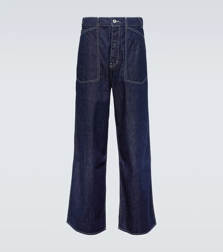 Sailor embroidered wide-leg jeans