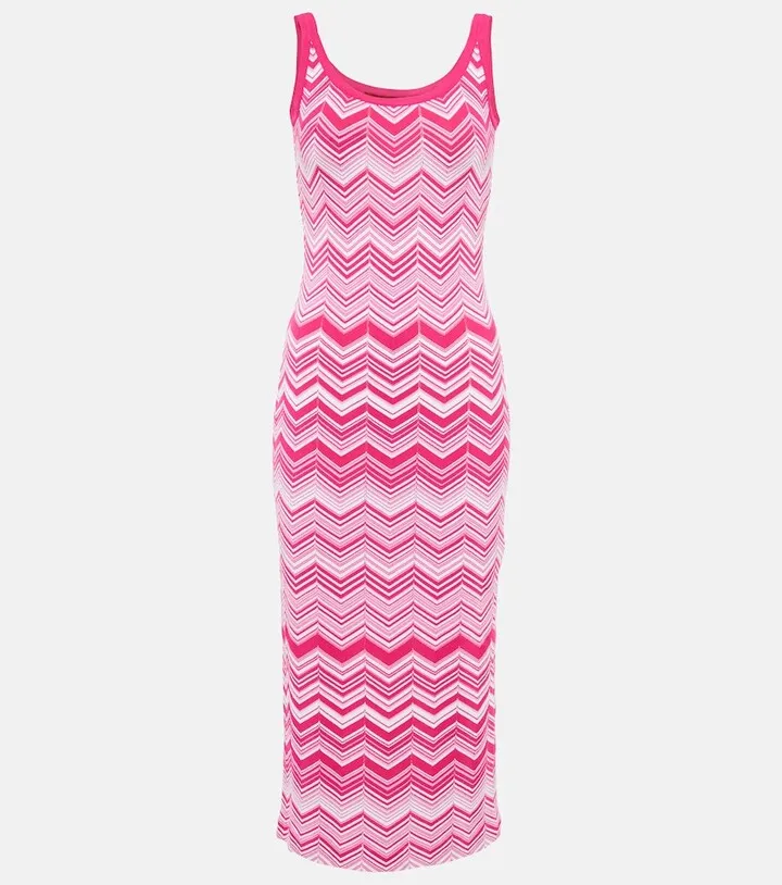 Zig-zag knit midi dress