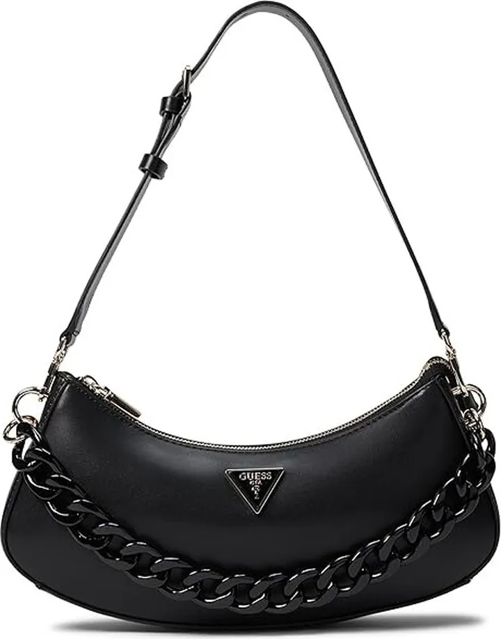 GUESS Corina Top Zip Shoulder Bag (Black) Handbags