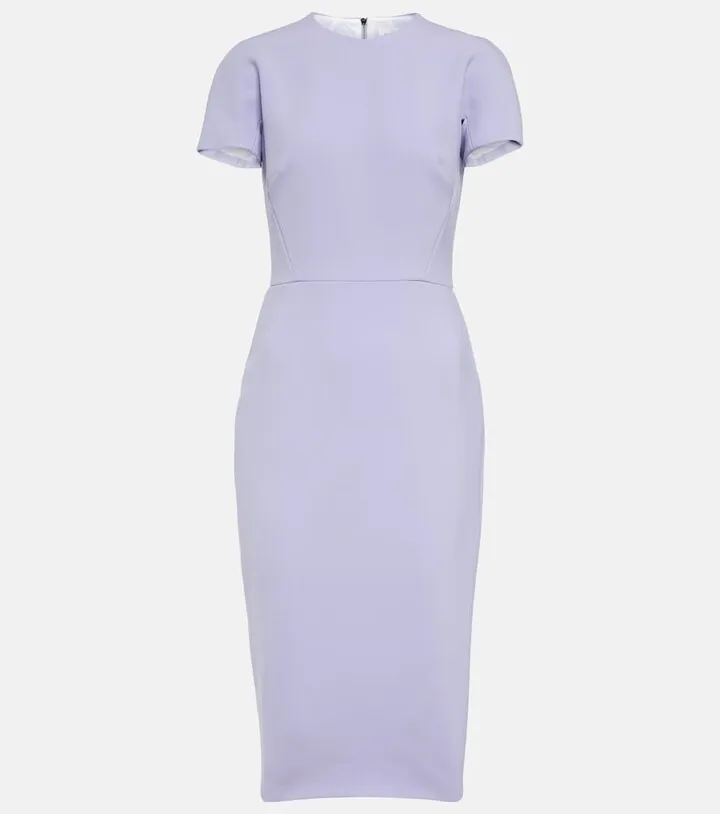 Wool-blend crepe midi dress
