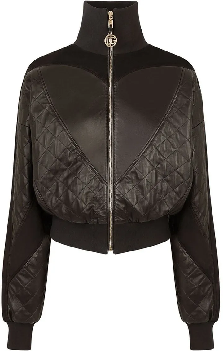 Quilted High-Neck Bomber Jacket