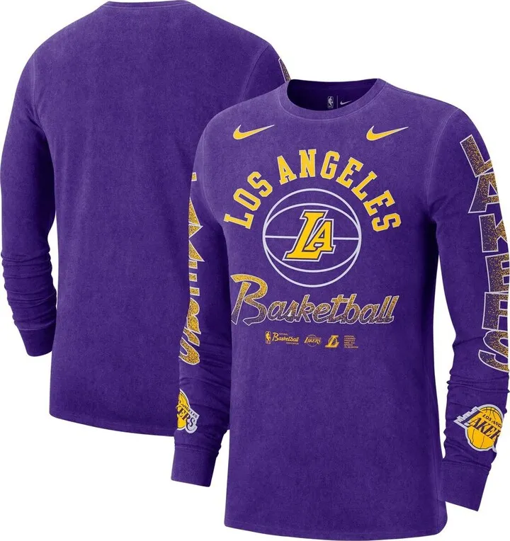 Men's Nike Purple Los Angeles Lakers Courtside Retro Elevated Long Sleeve T-shirt