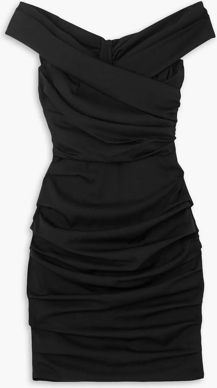 Gathered silk-blend mini dress