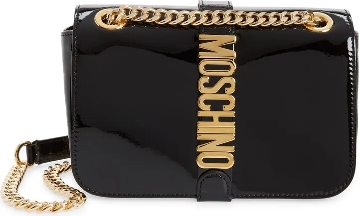 Logo Patent Leather Shoulder Bag
