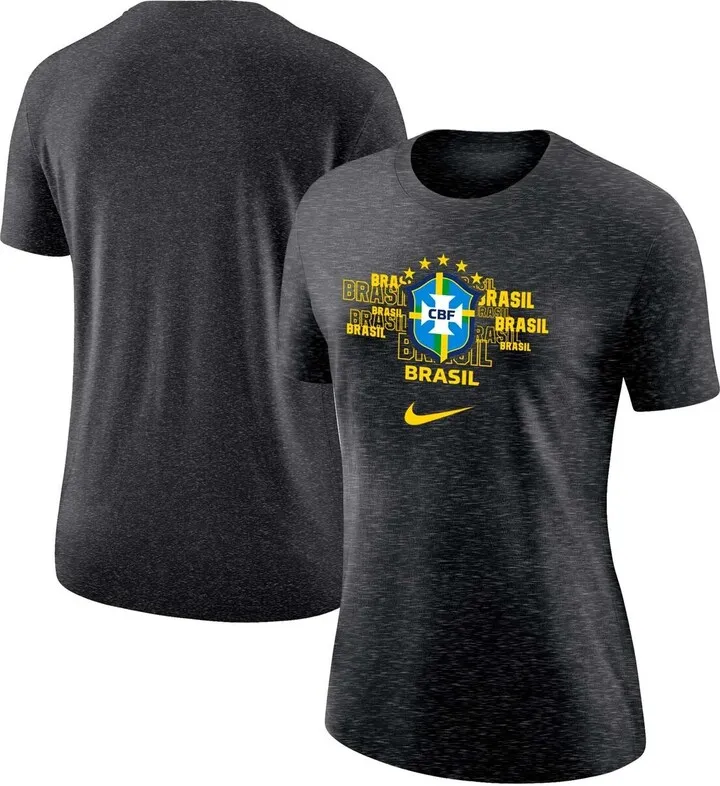 Women's Nike Black Brazil National Team Varsity Space-Dye T-shirt