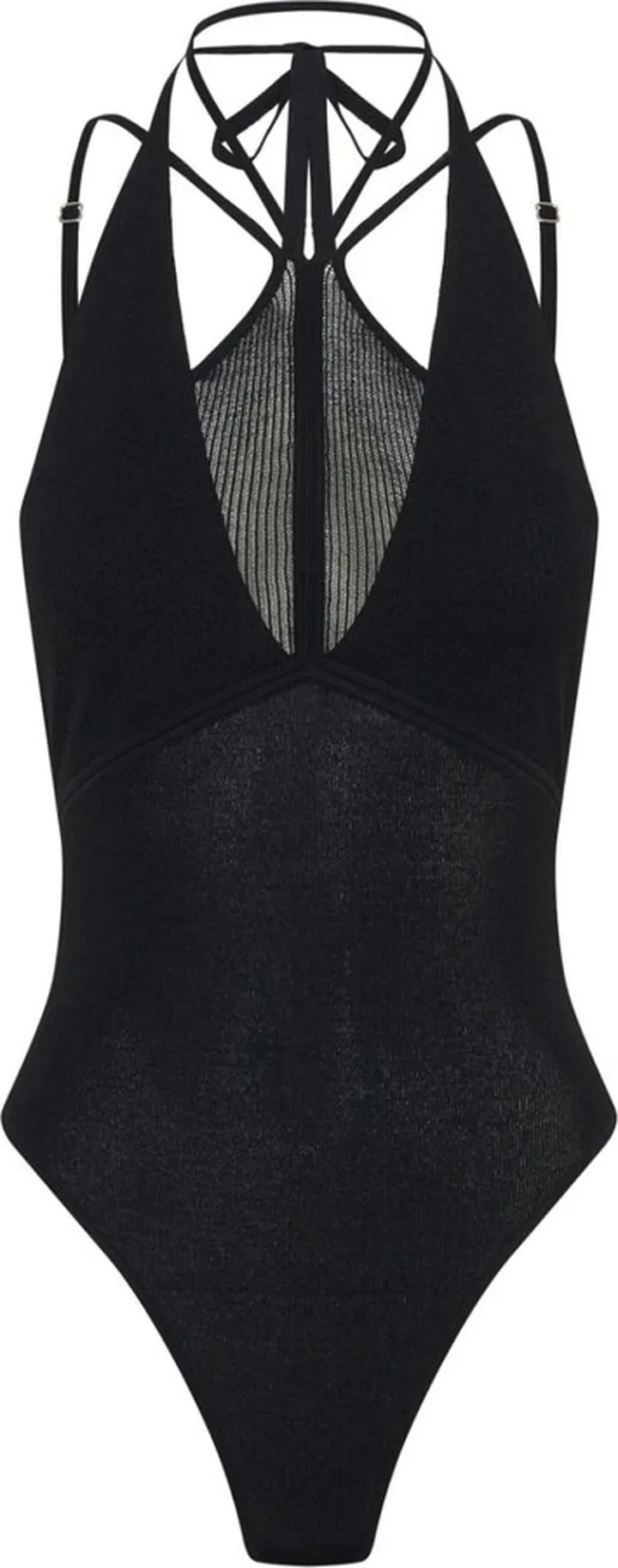 Halterneck-Fastening Mesh Bodysuit