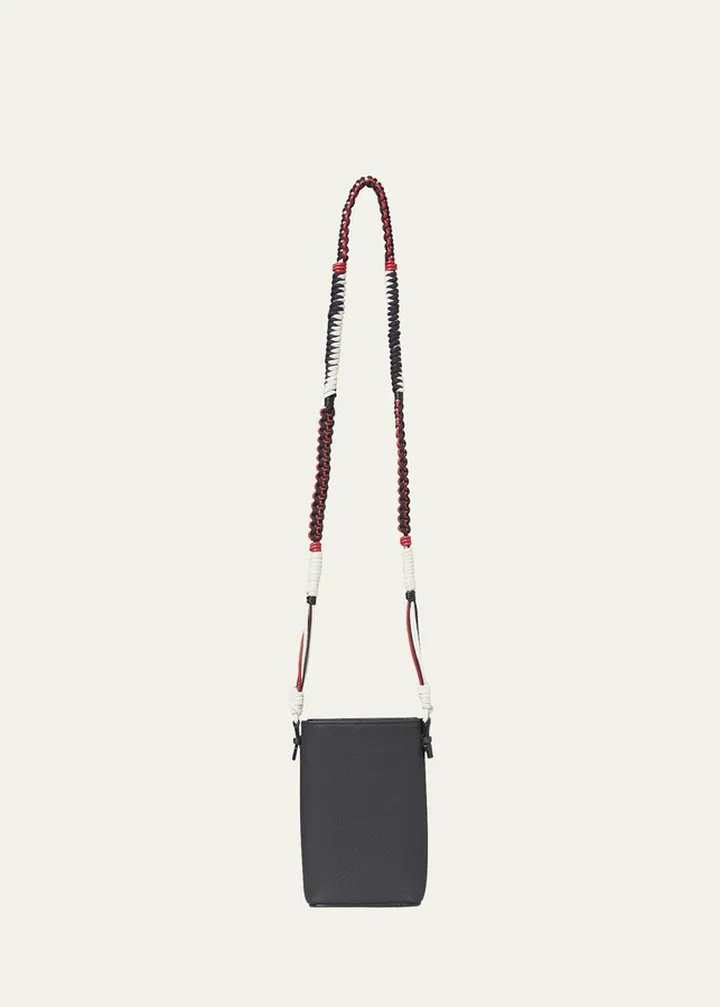 Grained Leather iPhone Bag with Scooby Woven Strap