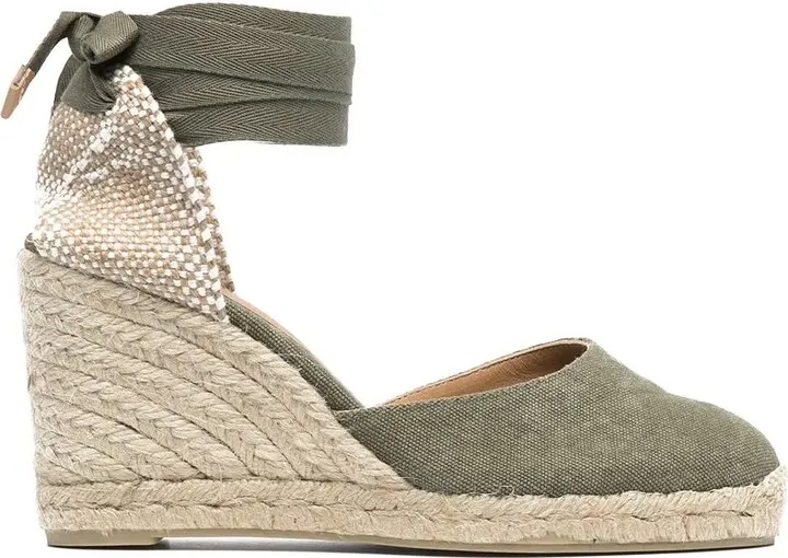 Carina Wedge Espadrille In Military Green Cotton