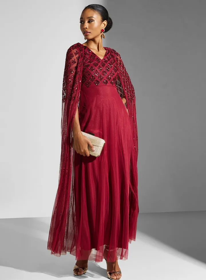 Puff Sleeve Embellished Dress