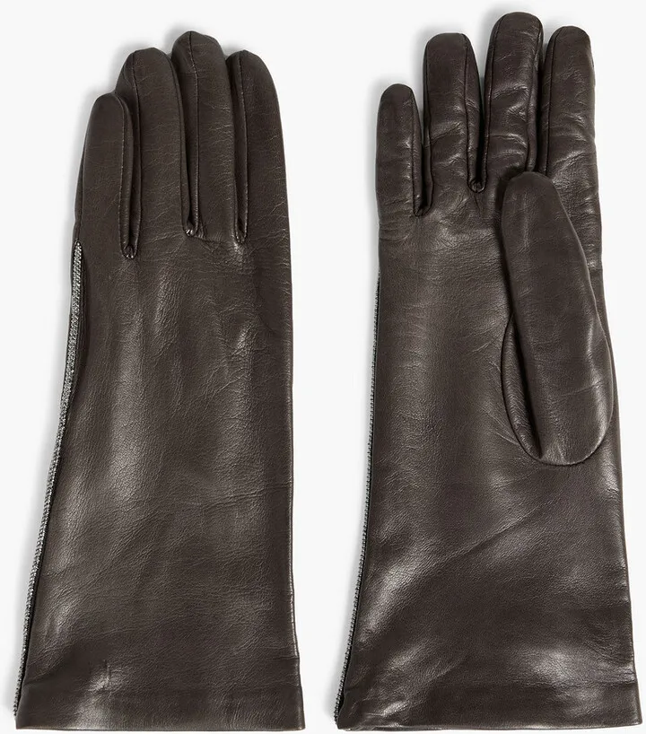 Embellished leather gloves