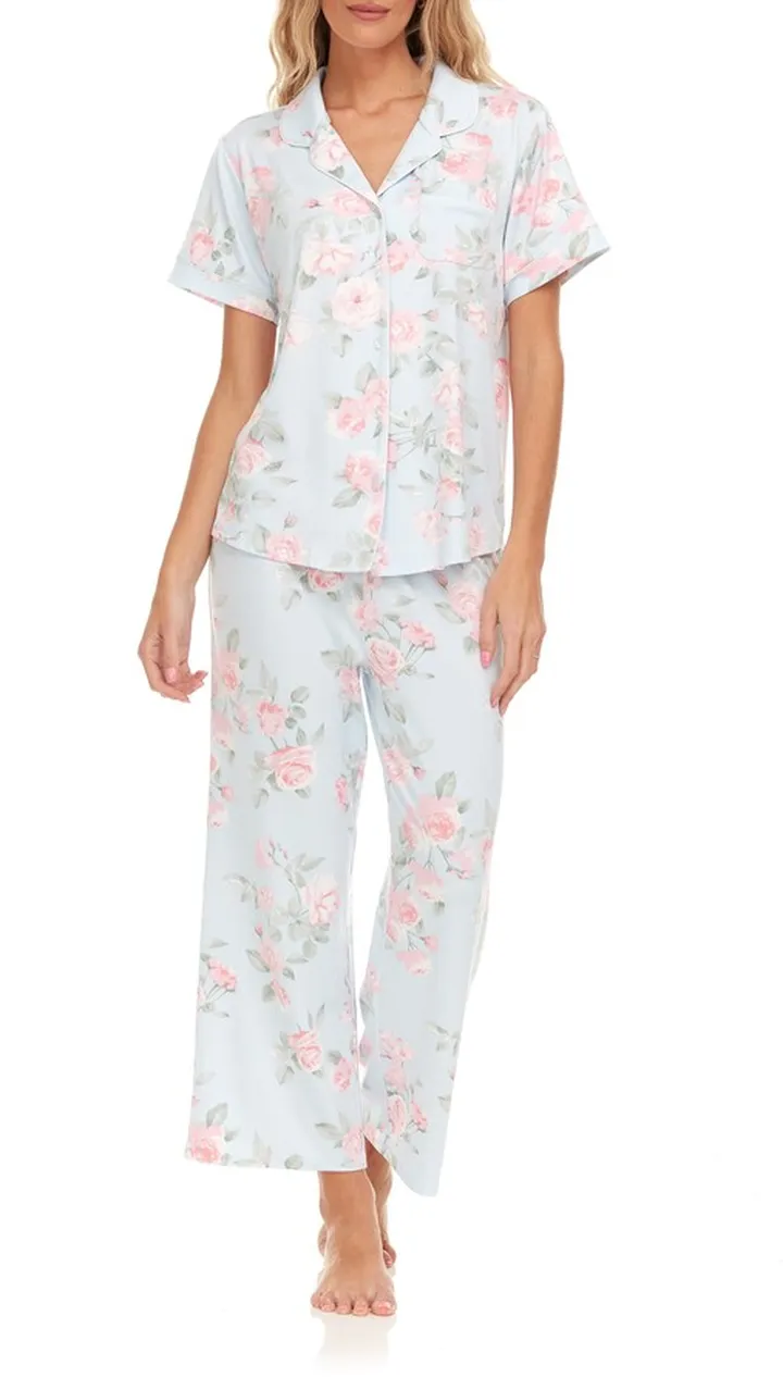 Annie Floral Short Sleeve Top & Capris Pajamas