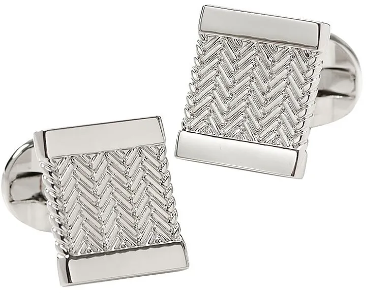 Silvertone Herringbone Cufflinks