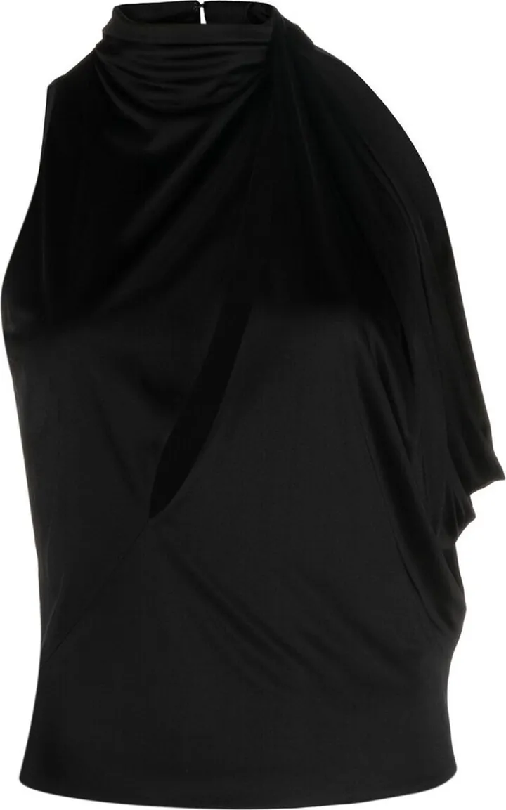 Black Cut-Out Halterneck Top