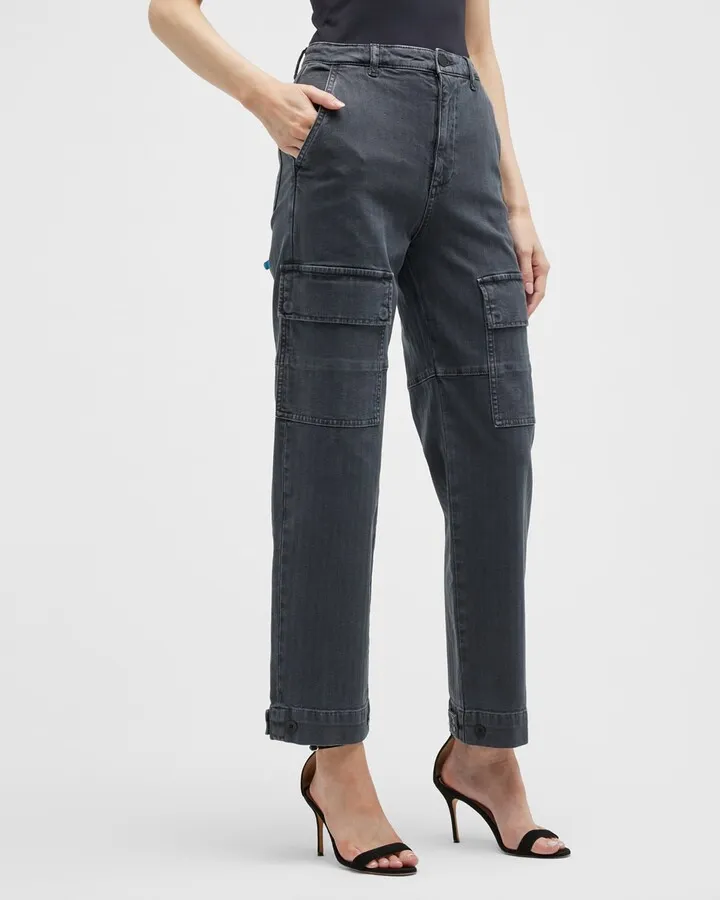 Knoxx High-Rise Cropped Boyfriend Cargo Pants