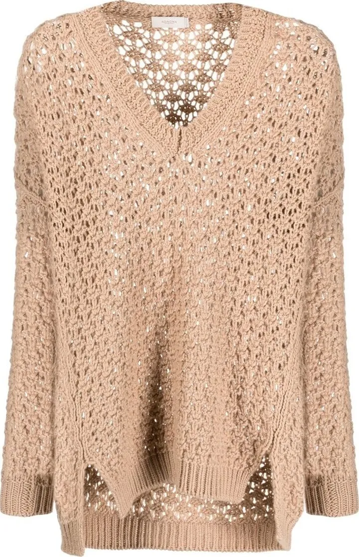 V-neck woven jumper