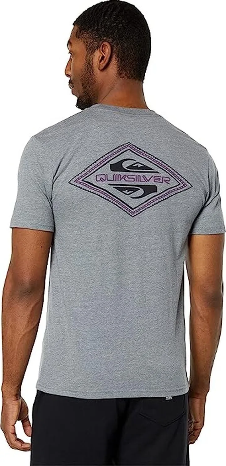Quiksilver Reverse Logo Short Sleeve Tee (Medium Grey Heather) Men's Clothing