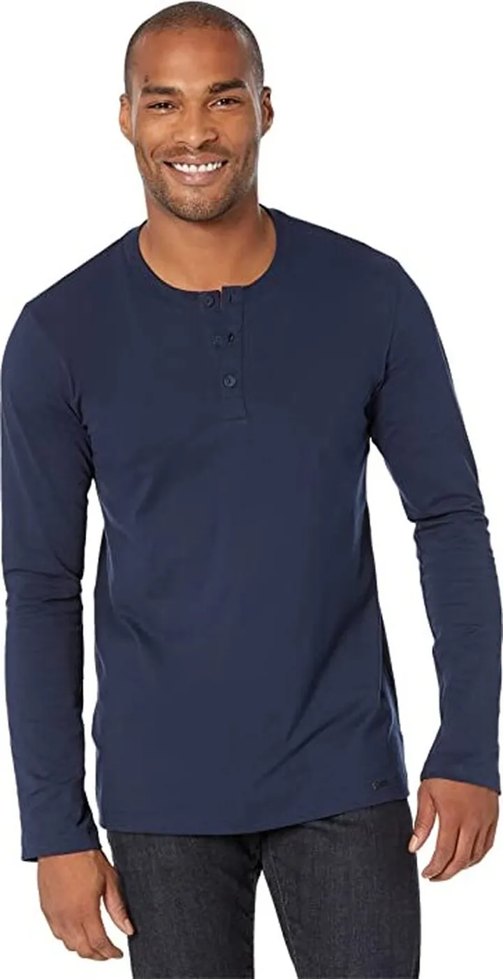 Hanro Living Henley Shirt (Deep Navy) Men's Pajama