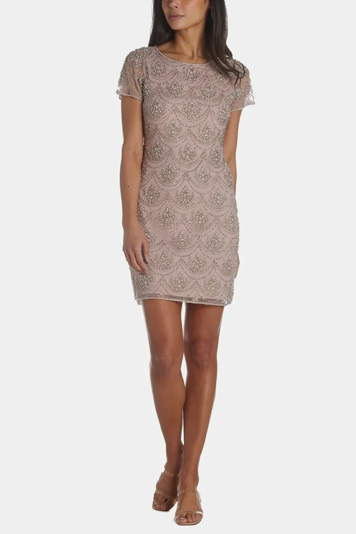 Short Sleeve Beaded Dress