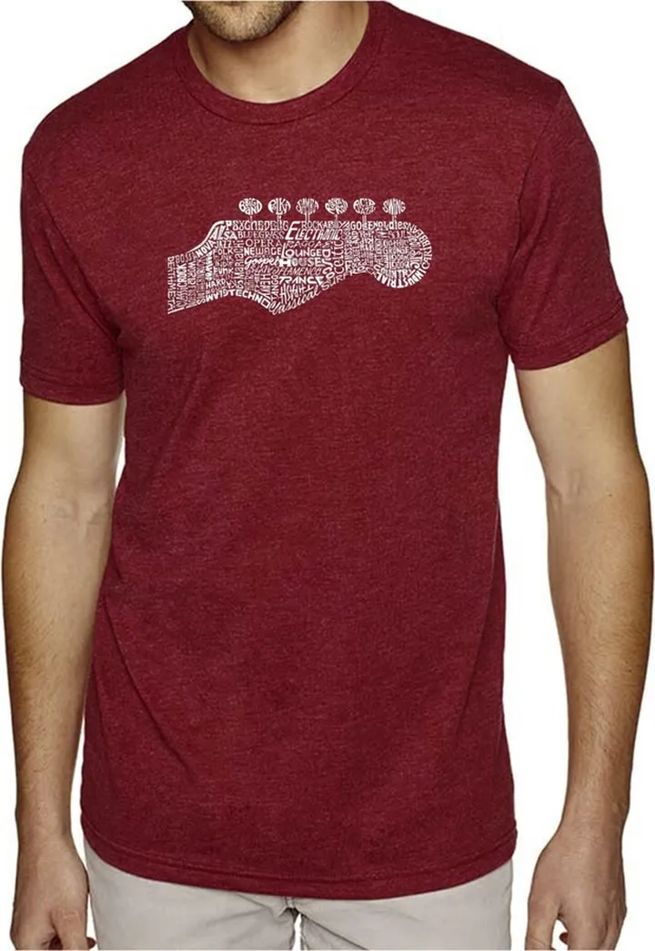La Pop Art Men's Premium Word Art T-Shirt - Guitar Head