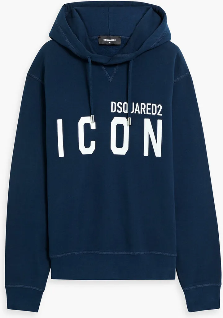 Printed French cotton-terry hoodie