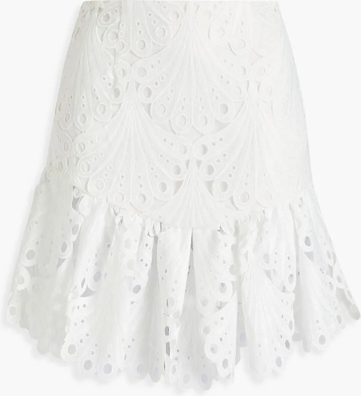 Julie ruffled guipure lace mini skirt