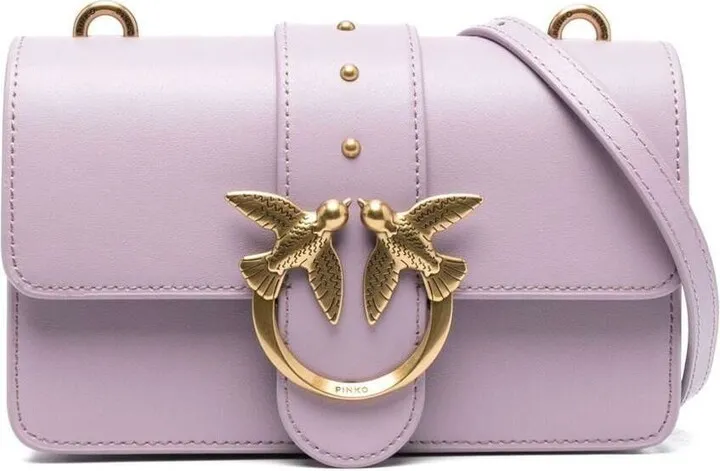 'mini Love Bag Icon' Lavender Purple Shoulder Bag With Logo Patch In Smooth Leather Woman