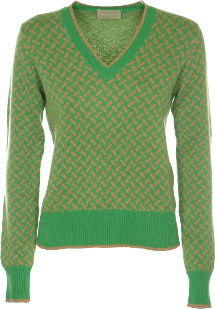 V-neck Patterned Rib Sweater