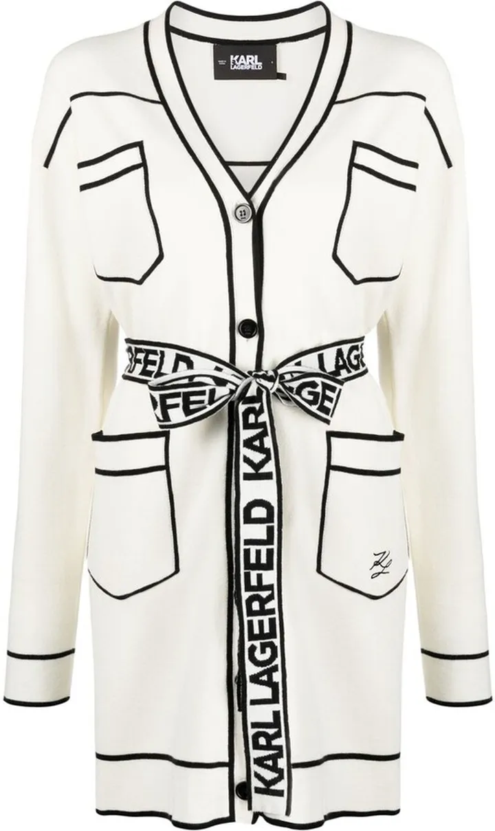 V-neck two-tone cardigan
