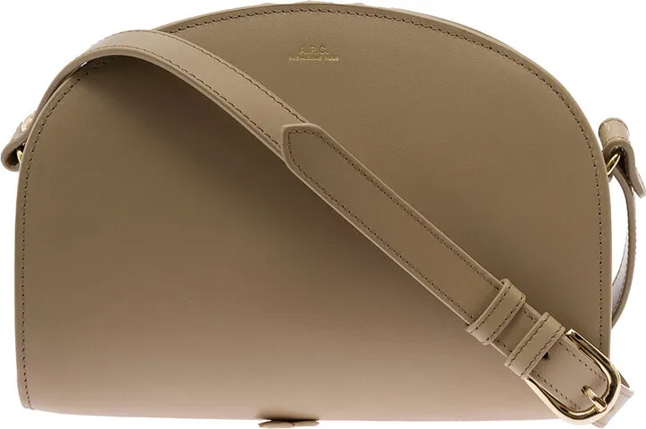 'sac Demi Lune' Beige Crossbody Bag In Leather Woman