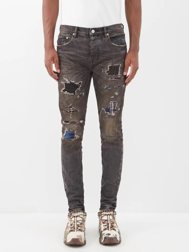 Heavy Repair Bleached Distressed Skinny Jeans