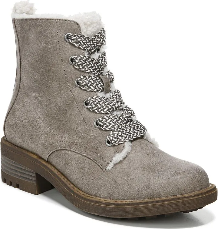 Kunis Cozy Womens Faux Fur Lined Winter Combat & Lace-up Boots