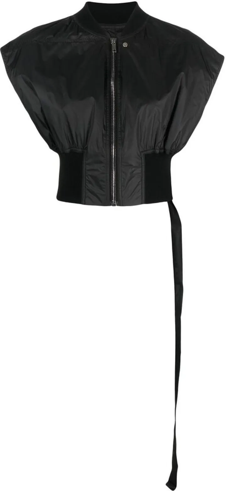 Black Sleeveless Bomber Jacket