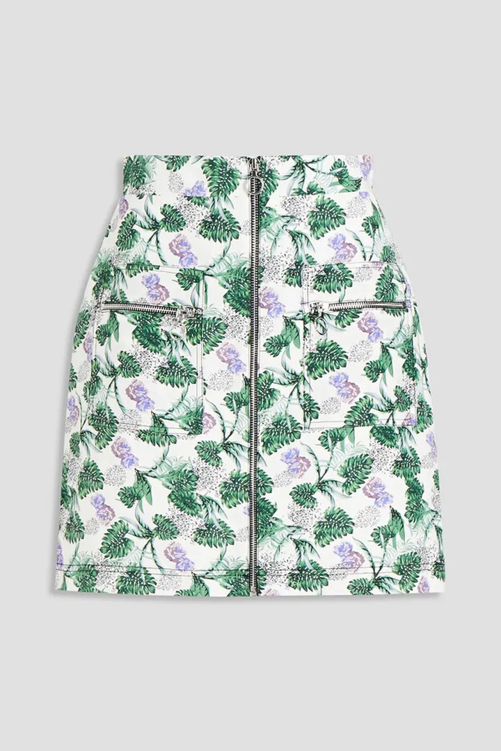 Jizer floral-print woven mini skirt