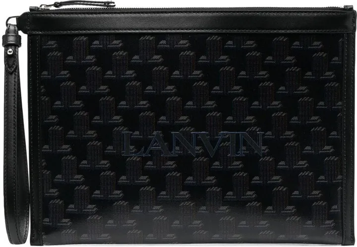Monogram-Print Leather Clutch Bag