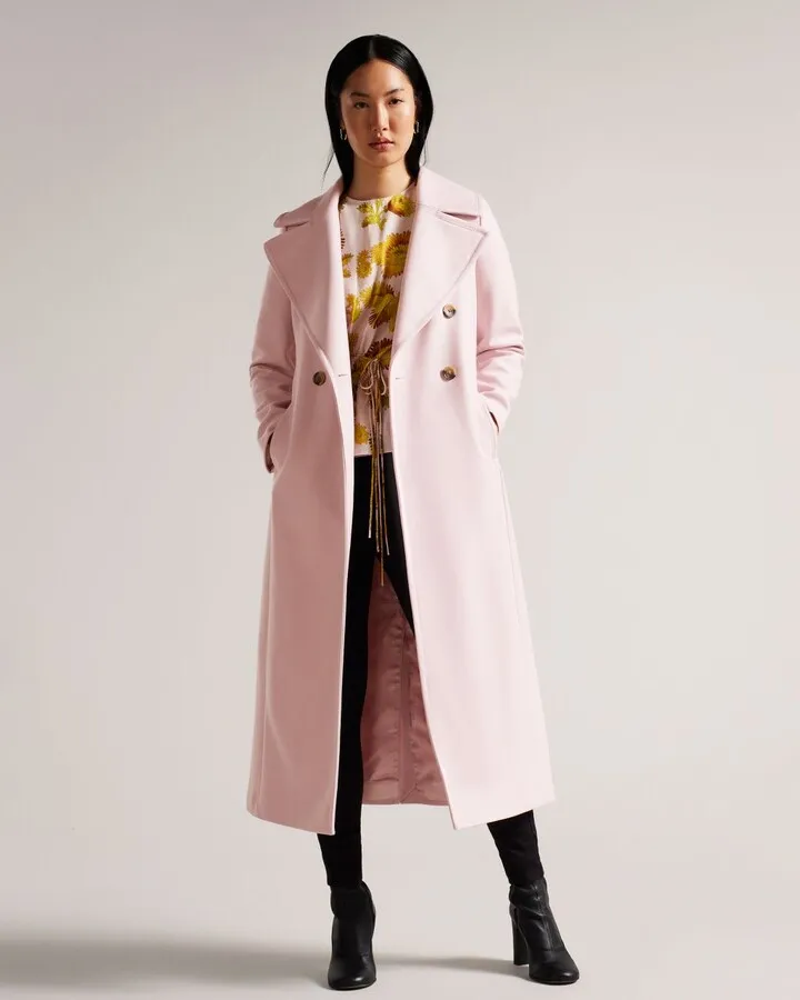 Longline Peacoat in Dusky Pink