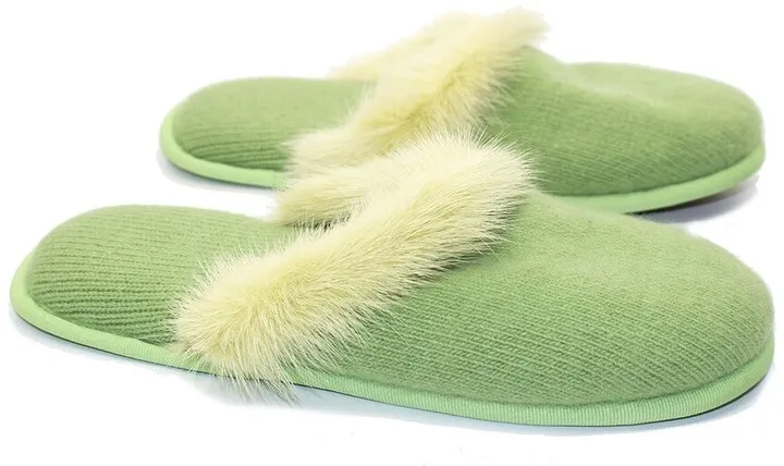 Portolano Ladies Slippers With Mink Fur Tails On Top