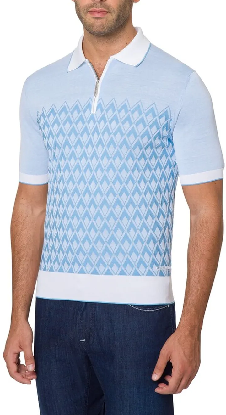 Men's Geo-Print Quarter-Zip Sweater