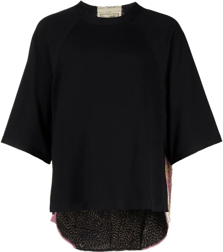 floral embroidery cotton T-shirt