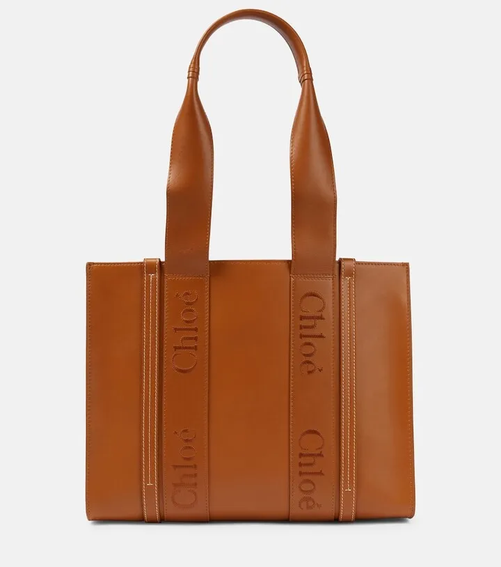 Woody Medium leather tote bag