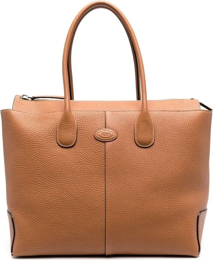 Logo-Patch Leather Tote Bag