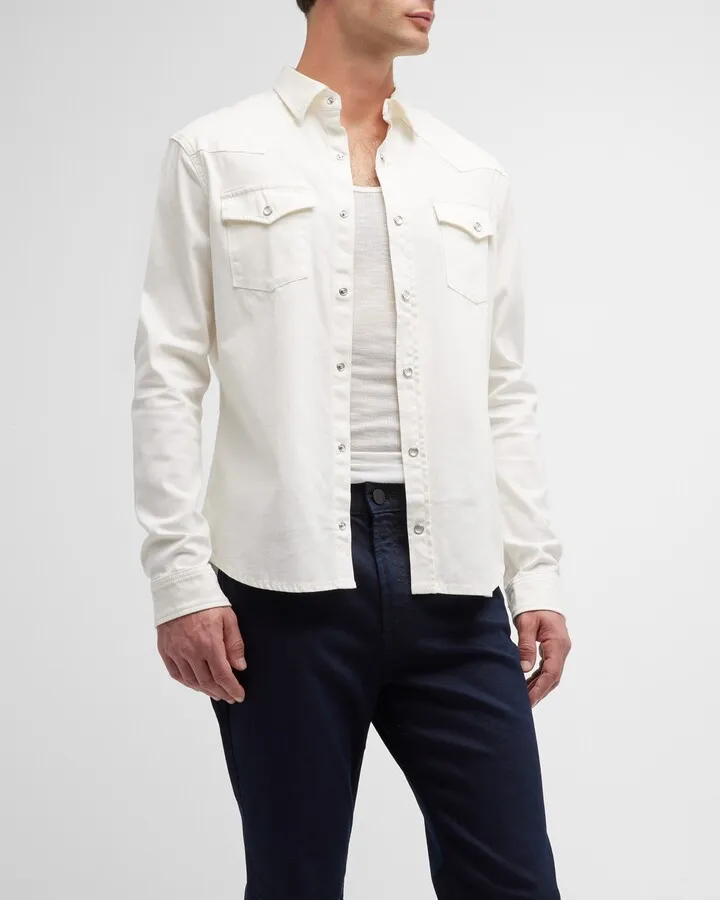 Men's Eastwood Slim Linen-Blend Western Shirt