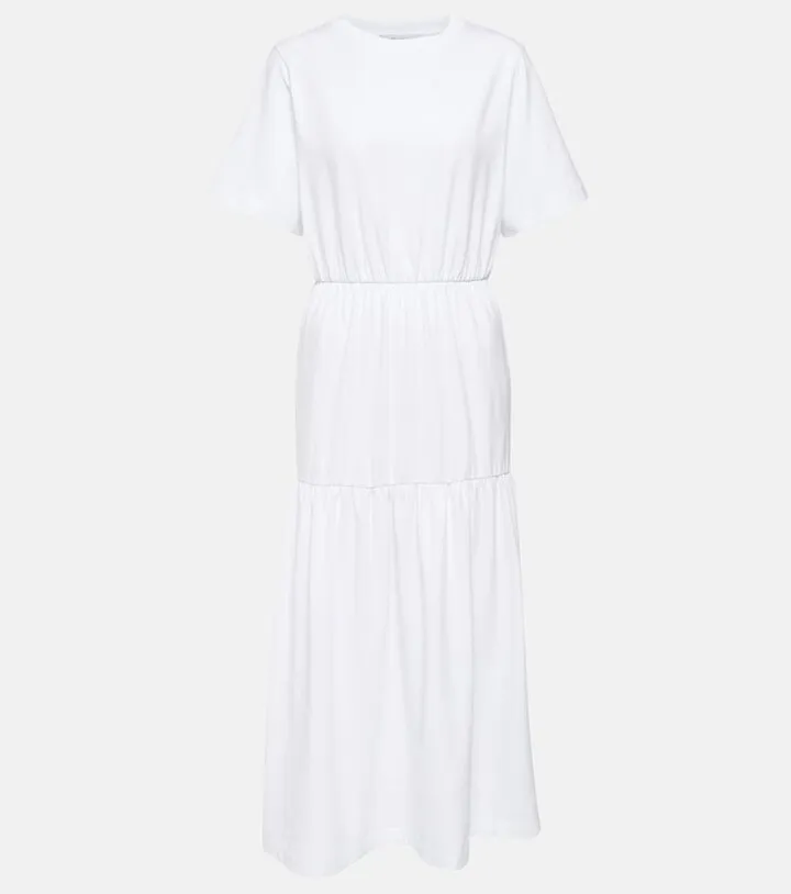 Cotton jersey tiered midi dress
