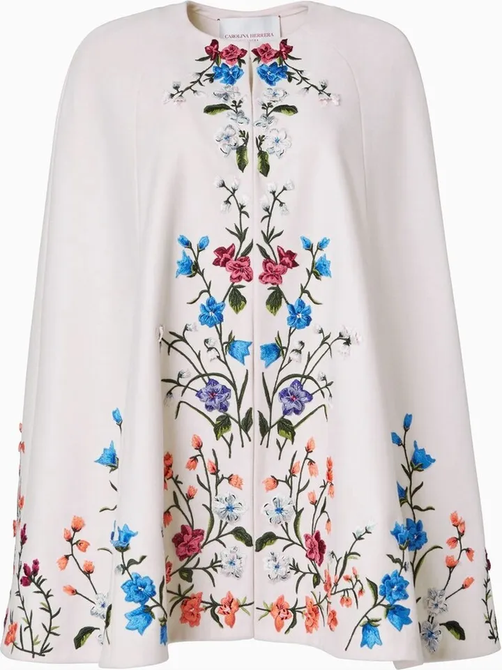 Floral-Print Cape Coat
