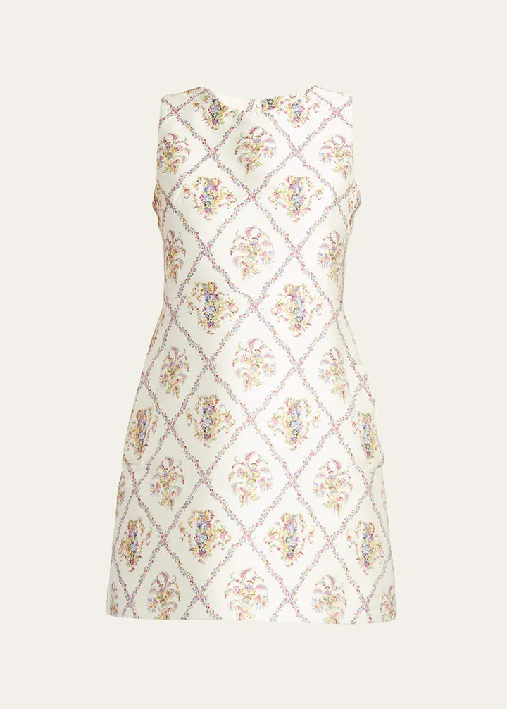 Micor Floral Jacquard Mini Dress